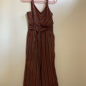 Striped Long Pant Romper Dark Orange